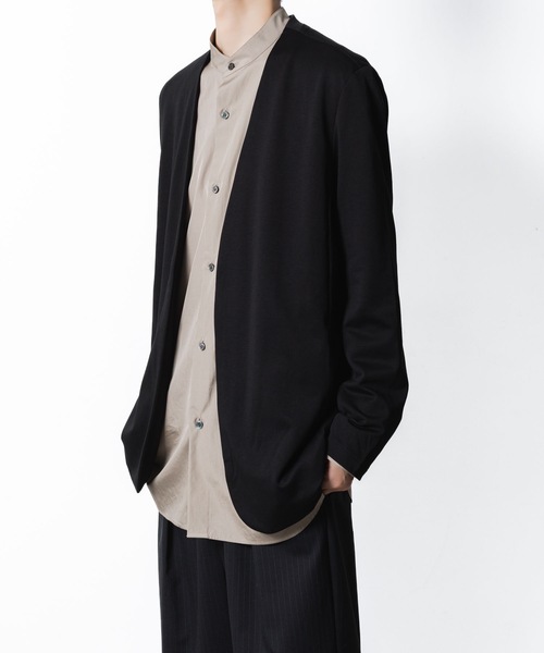 コットンダブルフェイス カラーレスカーディガン / COTTON