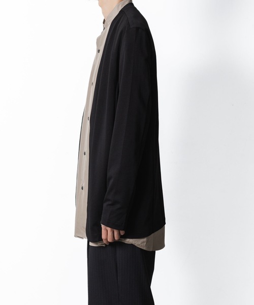 ◆美品 23AW ATTACHMENT ダブルフェイスカラーレスカーディガン ATTACHMENT カーディガン コットンダブルフェイス カラーレス