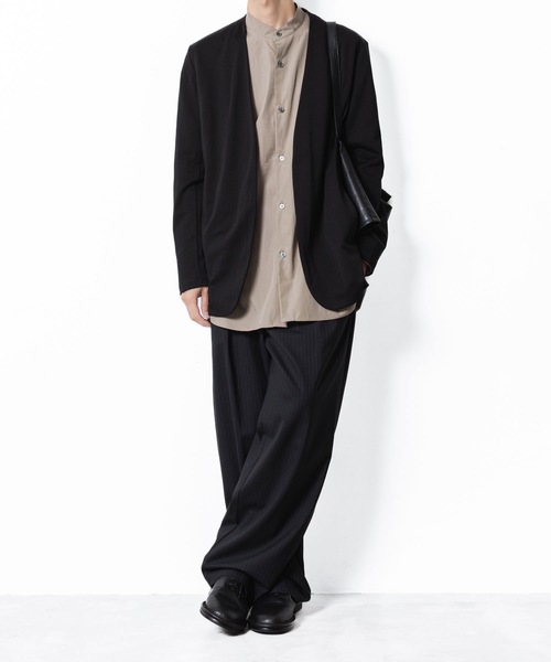 アタッチメント　コットンダブルフェイス カラーレスカーディガン ATTACHMENT カーディガン コットンダブルフェイス カラーレス