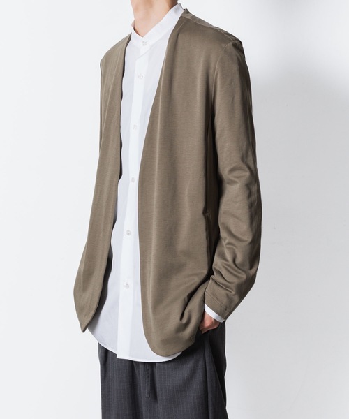 コットンダブルフェイス カラーレスカーディガン / COTTON DOUBLE FACE