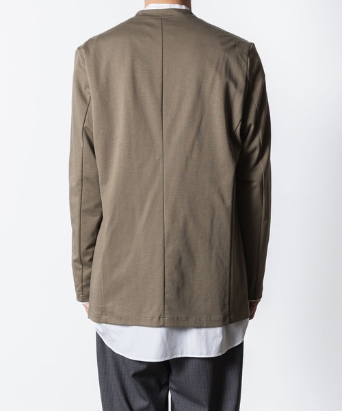 コットンダブルフェイス カラーレスカーディガン / COTTON DOUBLE FACE