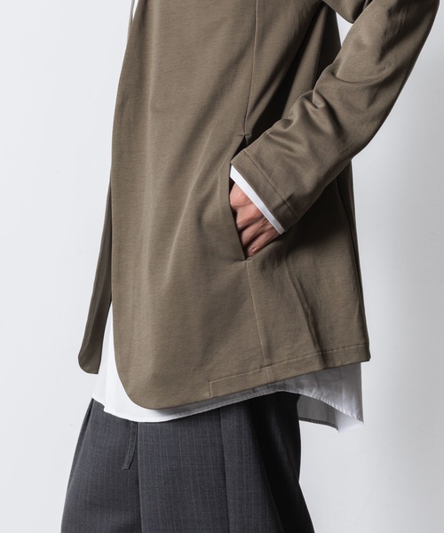 コットンダブルフェイス カラーレスカーディガン / COTTON DOUBLE FACE