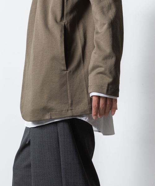 コットンダブルフェイス カラーレスカーディガン / COTTON DOUBLE FACE