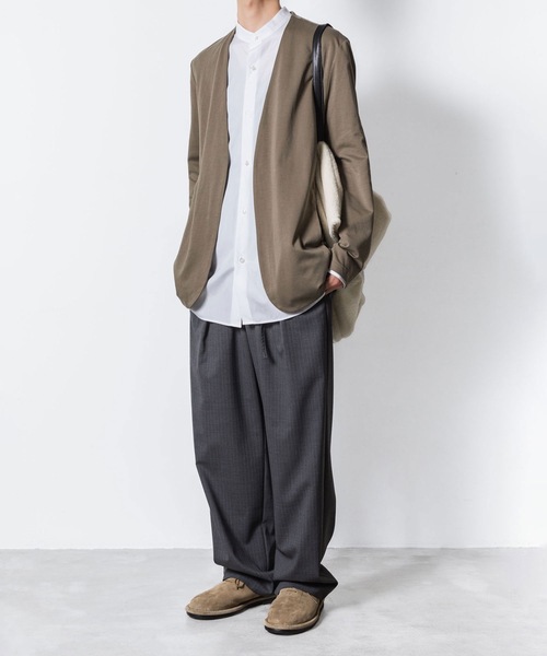 コットンダブルフェイス カラーレスカーディガン / COTTON