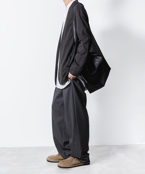 コットンダブルフェイス カラーレスカーディガン / COTTON