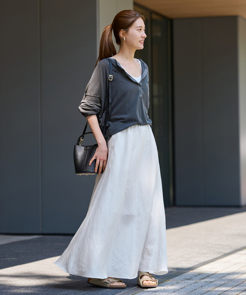 新品　フレームワーク リヨセルフレアロングスカート FRAMeWORK（フレームワーク）の「リヨセルフレアロングスカート