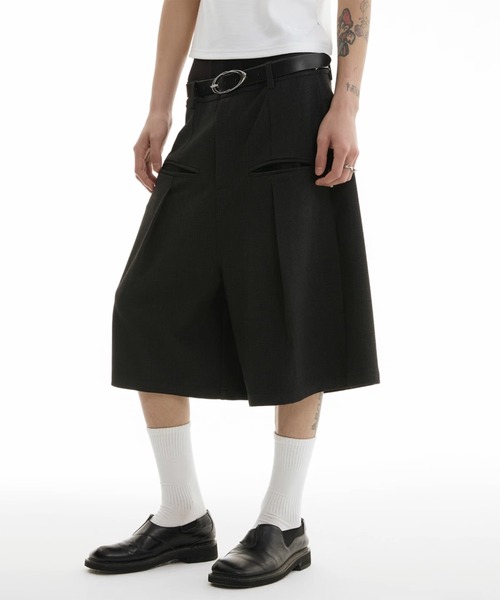 新着入荷の通販 セール】ワイドハーフパンツ タック入り ストリート ショート丈 パンツ