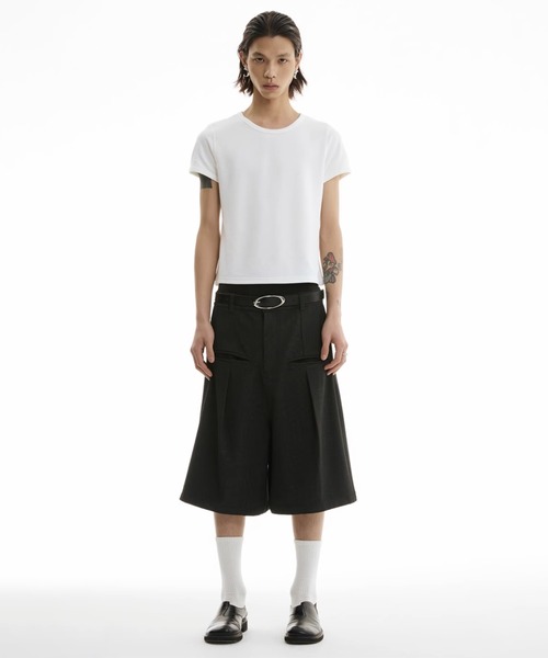 ワイドハーフパンツ タック入り ショート丈 ストリートユース