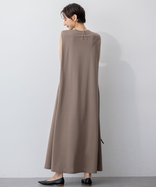 新作✨23区✨接触冷感 ツイストコットンプレーティング スリーブレスワンピース Oggi8月号掲載/接触冷感/洗える】ツイストコットンプレー