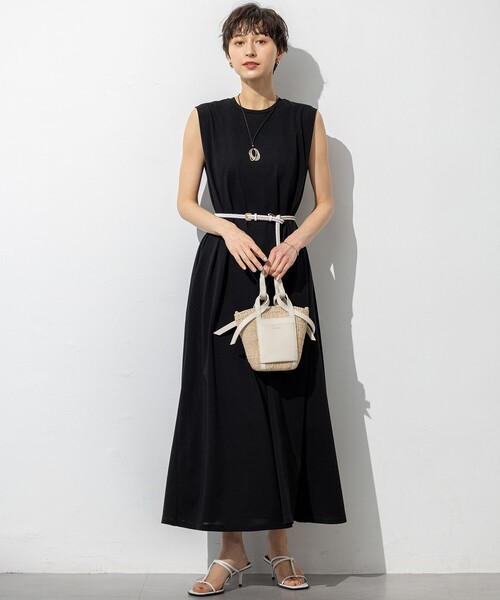 新作✨23区✨接触冷感 ツイストコットンプレーティング スリーブレスワンピース Oggi8月号掲載/接触冷感/洗える】ツイストコットンプレー