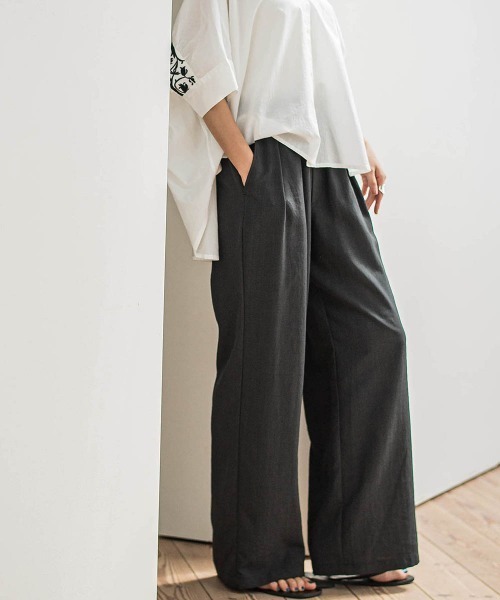 MAYSON GREY（メイソングレイ）の「タンブラーブッチャーイージーワイドパンツ≪手洗い可能 / セットアップ対応≫（その他パンツ・レディース・ブラック/グレー系その他/ブルー/チャコールグレー/ライトグレー/ブラウン・M）」の8枚目の写真