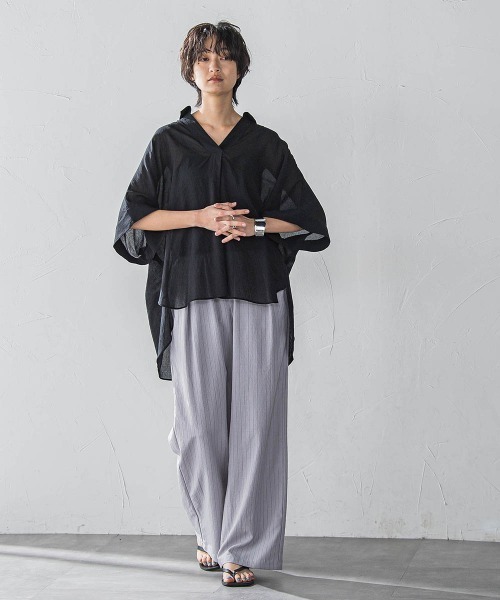 MAYSON GREY（メイソングレイ）の「タンブラーブッチャーイージーワイドパンツ≪手洗い可能 / セットアップ対応≫（その他パンツ・レディース・ブラック/グレー系その他/ブルー/チャコールグレー/ライトグレー/ブラウン・M）」の16枚目の写真