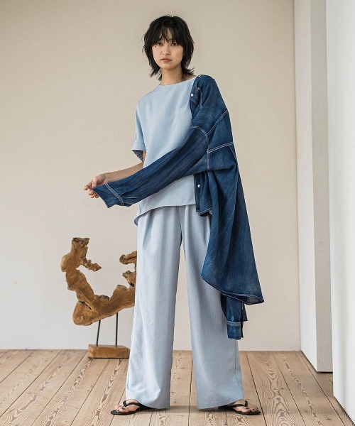 MAYSON GREY（メイソングレイ）の「タンブラーブッチャーイージーワイドパンツ≪手洗い可能 / セットアップ対応≫（その他パンツ・レディース・ブラック/グレー系その他/ブルー/チャコールグレー/ライトグレー/ブラウン・M）」の22枚目の写真