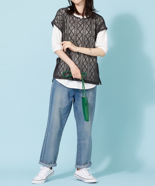 BELLUNA PLUS(ベルーナ)の「ラッセルレースサイドリボンアンサンブル(アンサンブル・レディース・チャコール/セージグリーン・X-LARGE/MEDIUM/LARGE)」の6枚目の写真