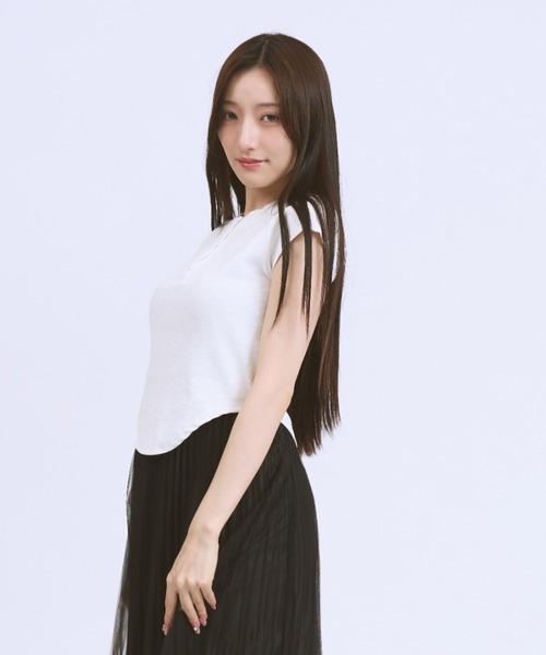 CeLess(セレス)の「Henley Neck Casual Tops / ヘンリーネックカジュアルトップス(Tシャツ/カットソー・レディース・ホワイト/ブラック・FREE)」の20枚目の写真
