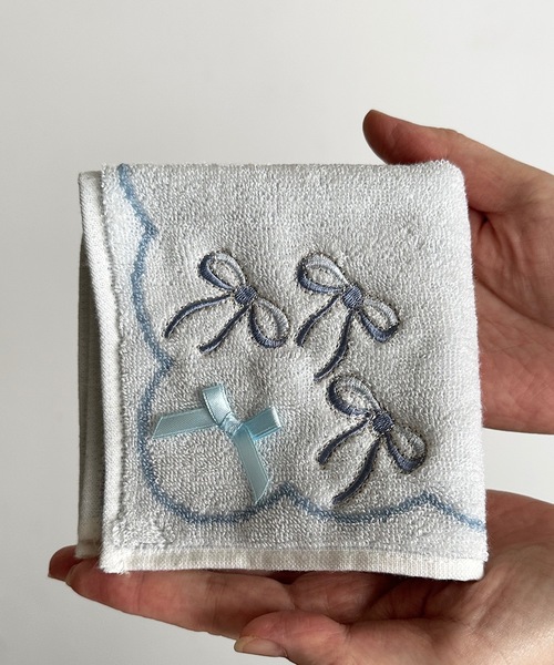 NC:リボン刺繍ハンカチ（ハンカチ/ハンドタオル）｜nicott