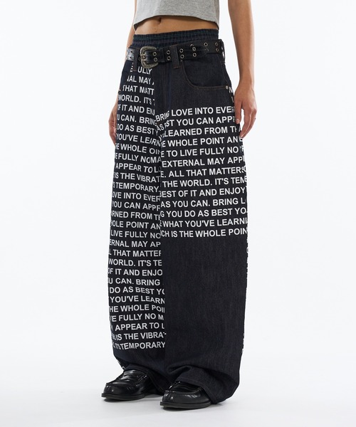 WISH FOR EVER（ウィッシュフォーエバー）の「DOCKING FONT RIGID DENIM / ドッキングフォントリジットデニム（デニムパンツ・メンズ・インディゴブルー/ブラック・LARGE/SMALL/MEDIUM）」の7枚目の写真