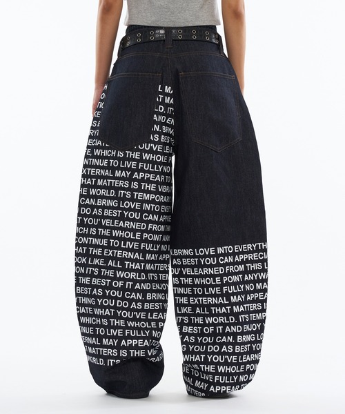 WISH FOR EVER（ウィッシュフォーエバー）の「DOCKING FONT RIGID DENIM / ドッキングフォントリジットデニム（デニムパンツ・メンズ・インディゴブルー/ブラック・LARGE/SMALL/MEDIUM）」の4枚目の写真