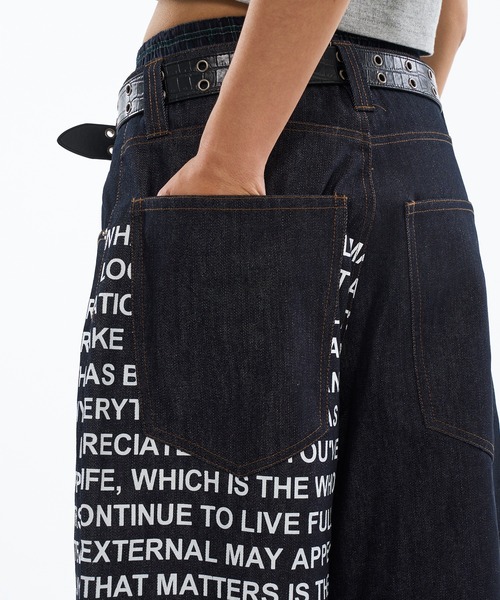 WISH FOR EVER（ウィッシュフォーエバー）の「DOCKING FONT RIGID DENIM / ドッキングフォントリジットデニム（デニムパンツ・メンズ・インディゴブルー/ブラック・LARGE/SMALL/MEDIUM）」の8枚目の写真