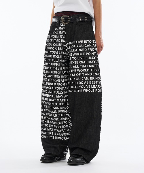 WISH FOR EVER（ウィッシュフォーエバー）の「DOCKING FONT RIGID DENIM / ドッキングフォントリジットデニム（デニムパンツ・メンズ・インディゴブルー/ブラック・LARGE/SMALL/MEDIUM）」の5枚目の写真