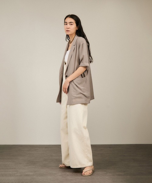 SALON adam et ropé シアーハーフスリーブジャケット［洗える］ 楽天市場】【WEB限定】シアーハーフスリーブジャケット[洗える