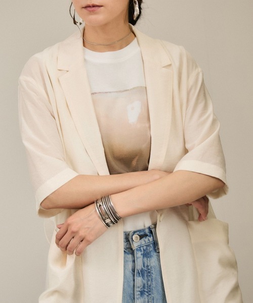 SALON adam et ropé シアーハーフスリーブジャケット［洗える］ WEB限定】シアーハーフスリーブジャケット［洗える・冷房対策