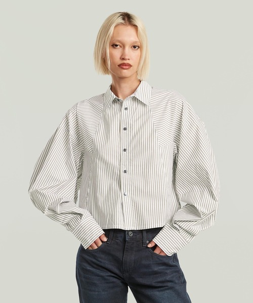 G-STAR(ジースター)の「MACRO BALLOON SHIRT/クロップドバルーンスリーブストライプシャツ/オーバーサイズシャツ(シャツ/ブラウス・レディース・ストライプ・SMALL/MEDIUM/X-SMALL)」の1枚目の写真