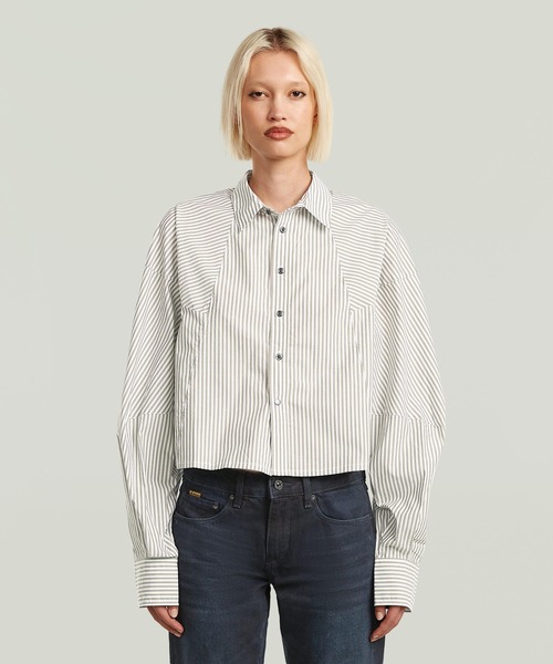 G-STAR(ジースター)の「MACRO BALLOON SHIRT/クロップドバルーンスリーブストライプシャツ/オーバーサイズシャツ(シャツ/ブラウス・レディース・ストライプ・SMALL/MEDIUM/X-SMALL)」の7枚目の写真