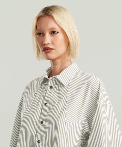 G-STAR(ジースター)の「MACRO BALLOON SHIRT/クロップドバルーンスリーブストライプシャツ/オーバーサイズシャツ(シャツ/ブラウス・レディース・ストライプ・SMALL/MEDIUM/X-SMALL)」の4枚目の写真