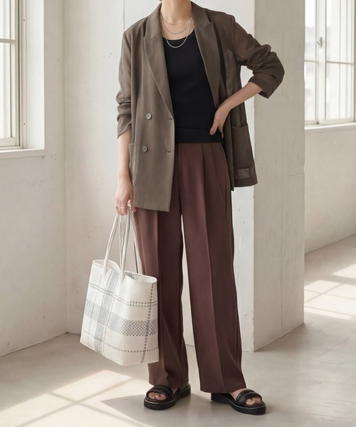 STYLE DELI(スタイルデリ)の「【Made in JAPAN】太めバインダーフライスタンクトップ(タンクトップ・レディース・ネイビー/ブラック/チャコールグレー/ホワイト・MEDIUM)」の15枚目の写真