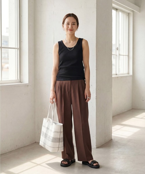 STYLE DELI(スタイルデリ)の「【Made in JAPAN】太めバインダーフライスタンクトップ(タンクトップ・レディース・ネイビー/ブラック/チャコールグレー/ホワイト・MEDIUM)」の14枚目の写真
