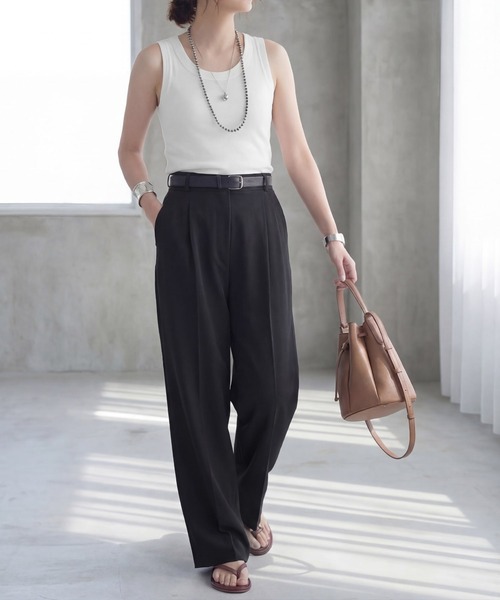 STYLE DELI(スタイルデリ)の「【Made in JAPAN】太めバインダーフライスタンクトップ(タンクトップ・レディース・ネイビー/ブラック/チャコールグレー/ホワイト・MEDIUM)」の7枚目の写真