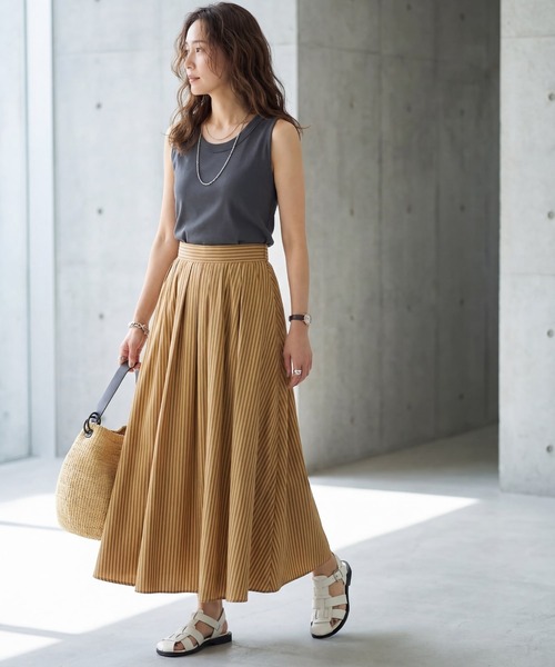 STYLE DELI(スタイルデリ)の「【Made in JAPAN】太めバインダーフライスタンクトップ(タンクトップ・レディース・ネイビー/ブラック/チャコールグレー/ホワイト・MEDIUM)」の6枚目の写真
