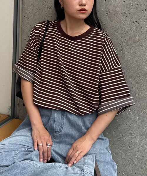 CIAOPANIC TYPY（チャオパニックティピー）の「【ユニセックス】ポンチハイカウントサイドスリットビッグシルエットTee（Tシャツ/カットソー・レディース・ブラック/チャコールグレー/ホワイト/ライトグレー/ブラウン/オフホワイト/グリーン・MEDIUM/LARGE/X-LARGE）」の6枚目の写真