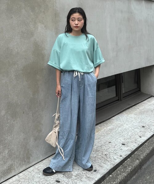 CIAOPANIC TYPY（チャオパニックティピー）の「【ユニセックス】ポンチハイカウントサイドスリットビッグシルエットTee（Tシャツ/カットソー・レディース・ブラック/チャコールグレー/ホワイト/ライトグレー/ブラウン/オフホワイト/グリーン・MEDIUM/LARGE/X-LARGE）」の22枚目の写真