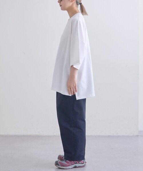 CIAOPANIC TYPY（チャオパニックティピー）の「【ユニセックス】ポンチハイカウントサイドスリットビッグシルエットTee（Tシャツ/カットソー・レディース・ブラック/チャコールグレー/ホワイト/ライトグレー/ブラウン/オフホワイト/グリーン・MEDIUM/LARGE/X-LARGE）」の12枚目の写真