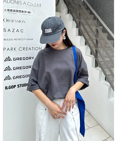 CIAOPANIC TYPY（チャオパニックティピー）の「【ユニセックス】ポンチハイカウントサイドスリットビッグシルエットTee（Tシャツ/カットソー・レディース・ブラック/チャコールグレー/ホワイト/ライトグレー/ブラウン/オフホワイト/グリーン・MEDIUM/LARGE/X-LARGE）」の10枚目の写真