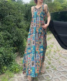 総柄プリントキャミワンピース