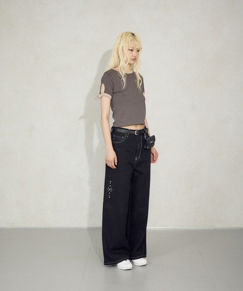 FTW(エフティダブリュー)の「BUCKLE BELT RINGER TEE(Tシャツ/カットソー・レディース・オフホワイト/チャコールグレー/ライトブルー・MEDIUM/SMALL)」の8枚目の写真