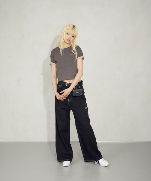 FTW(エフティダブリュー)の「BUCKLE BELT RINGER TEE(Tシャツ/カットソー・レディース・オフホワイト/チャコールグレー/ライトブルー・MEDIUM/SMALL)」の9枚目の写真