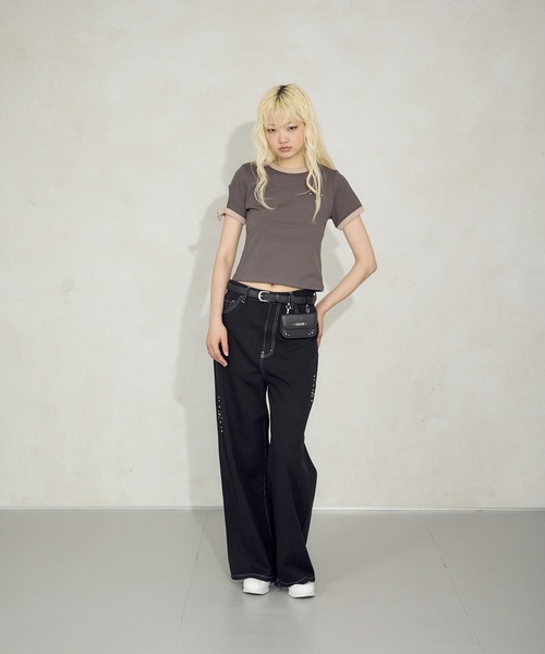 FTW(エフティダブリュー)の「BUCKLE BELT RINGER TEE(Tシャツ/カットソー・レディース・オフホワイト/チャコールグレー/ライトブルー・MEDIUM/SMALL)」の10枚目の写真