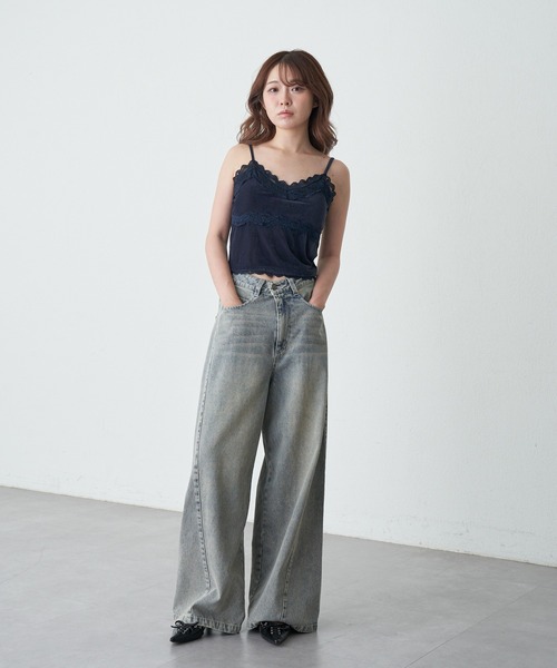 RAY CASSIN（レイカズン）の「【サイズ展開あり】ベロアパット付レースキャミソール（キャミソール・レディース・アイボリー/ネイビー・S/FREE）」の13枚目の写真