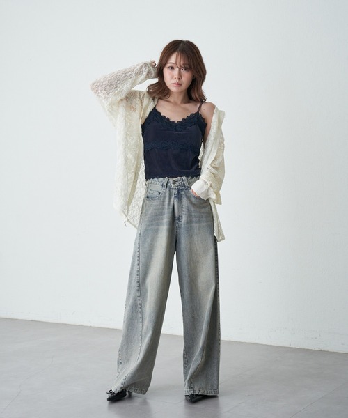 RAY CASSIN（レイカズン）の「【サイズ展開あり】ベロアパット付レースキャミソール（キャミソール・レディース・アイボリー/ネイビー・S/FREE）」の17枚目の写真