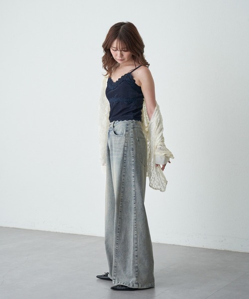 RAY CASSIN（レイカズン）の「【サイズ展開あり】ベロアパット付レースキャミソール（キャミソール・レディース・アイボリー/ネイビー・S/FREE）」の18枚目の写真