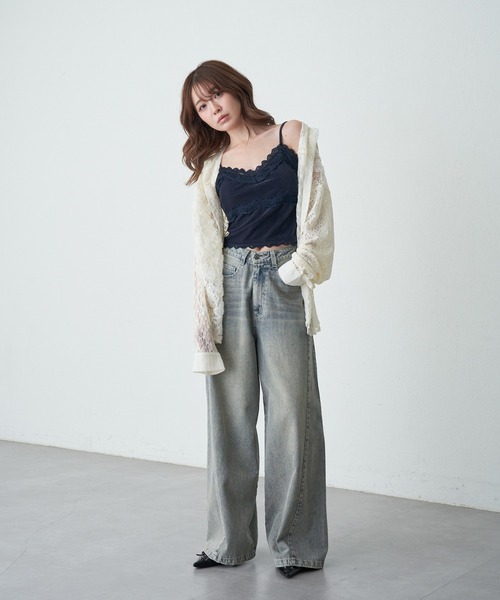 RAY CASSIN（レイカズン）の「【サイズ展開あり】ベロアパット付レースキャミソール（キャミソール・レディース・アイボリー/ネイビー・S/FREE）」の19枚目の写真