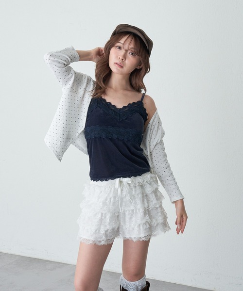 RAY CASSIN（レイカズン）の「【サイズ展開あり】ベロアパット付レースキャミソール（キャミソール・レディース・アイボリー/ネイビー・S/FREE）」の20枚目の写真