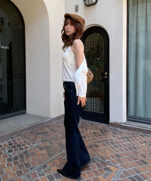 RAY CASSIN（レイカズン）の「【サイズ展開あり】ベロアパット付レースキャミソール（キャミソール・レディース・アイボリー/ネイビー・S/FREE）」の9枚目の写真