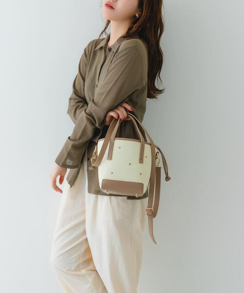 RODE SKO（ロデスコ）の「『WEB/一部店舗限定カラー』刺繍バケツバッグ（ハンドバッグ・レディース・ブラック/ベージュ/ベージュ系その他・ONE）」の11枚目の写真