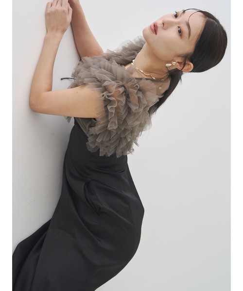 LAGUNAMOON（ラグナムーン）の「LADYノースリーブボレロキャミワンピース 結婚式 お呼ばれ（ドレス・レディース・イエロー/ライトブルー/ブラック・MEDIUM/SMALL）」の4枚目の写真