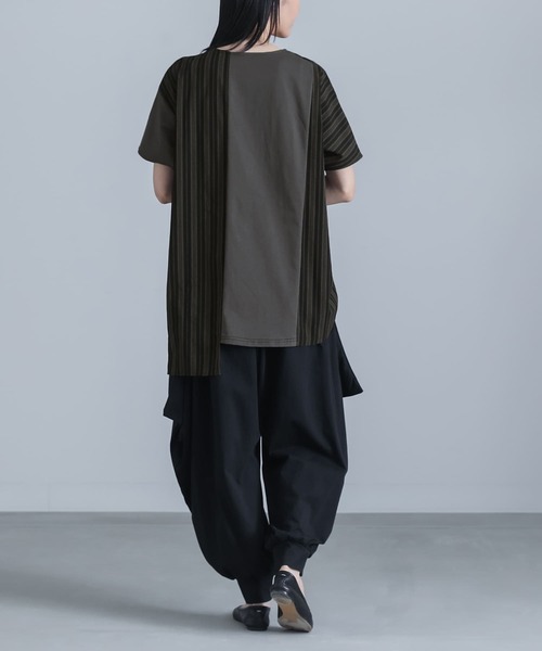 kOhAKU(コハク)の「ストライプ切替ドルマンカットソー(Tシャツ/カットソー・レディース・チャコール/ブラック・FREE)」の11枚目の写真